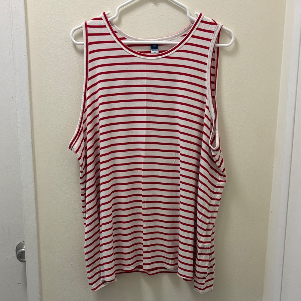 Old Navy Red and White Striped Tank Top